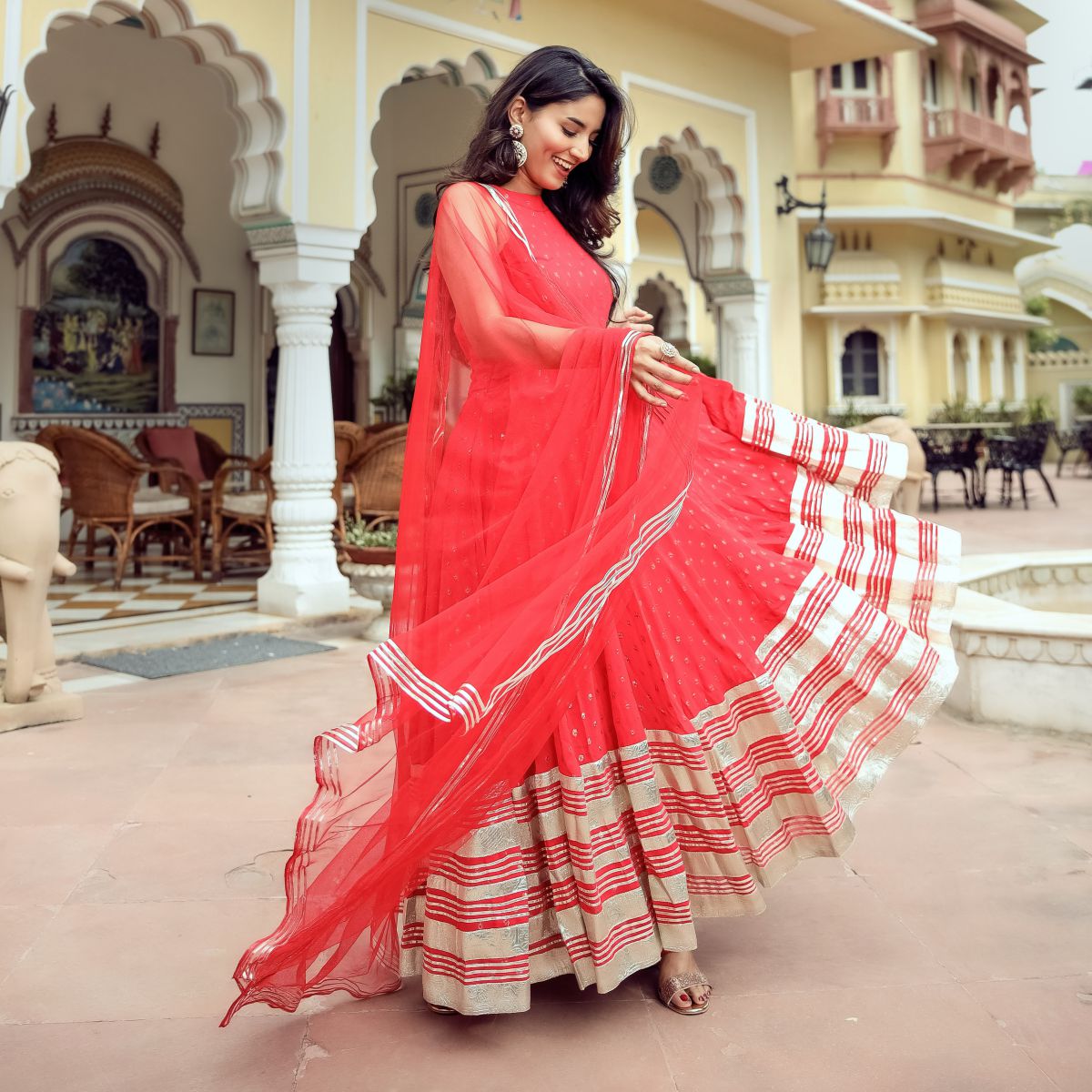 Red Georgette Anarkali Set