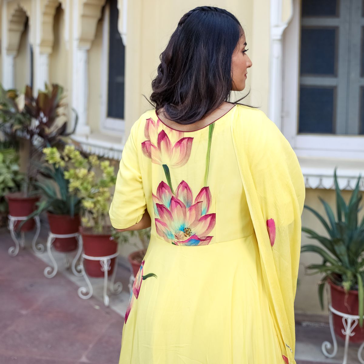 Yellow Silk Anarkali Set