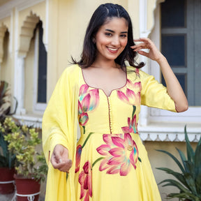 Yellow Silk Anarkali Set