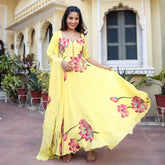 Yellow Silk Anarkali Set