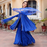 Blue Georgette Sharara Set