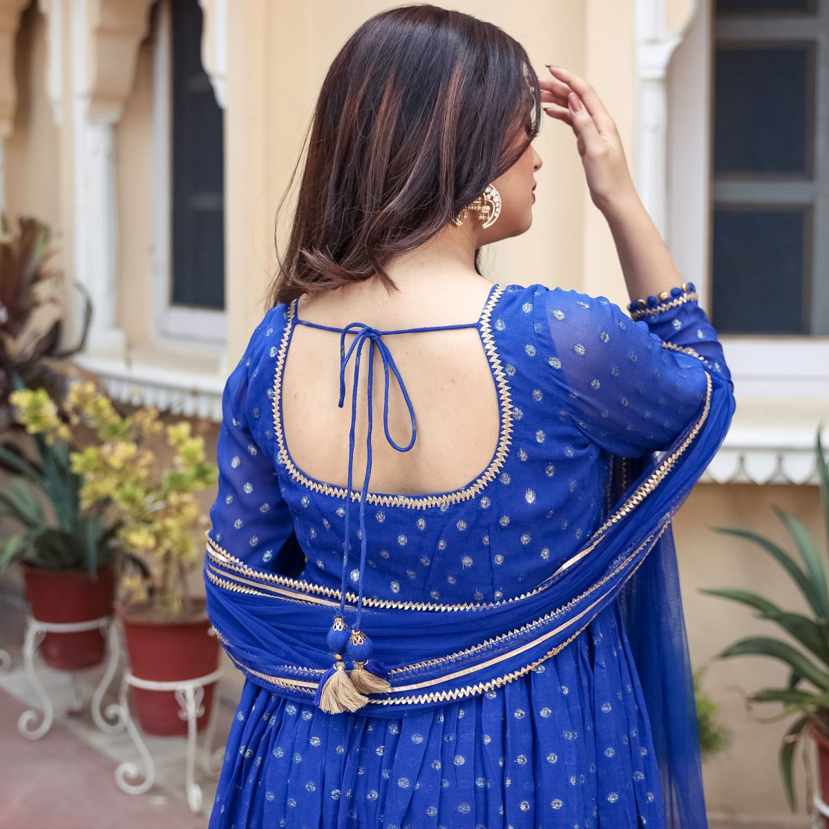 Blue Georgette Sharara Set