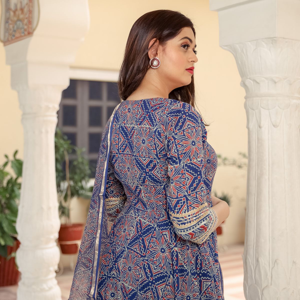 Bagru Printed Anarkali Set