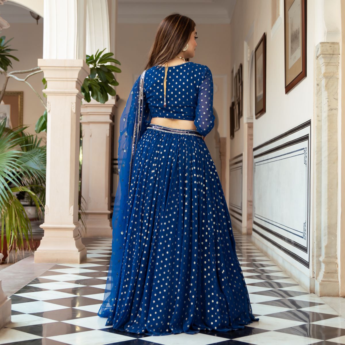 Blue Georgette Lehenga Choli Set