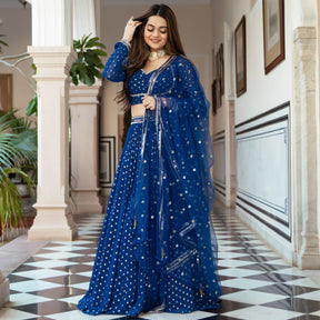 Blue Georgette Lehenga Choli Set