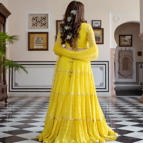 Yellow Georgette Lehenga Choli Set