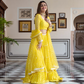 Yellow Georgette Lehenga Choli Set