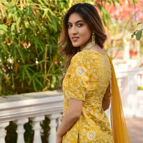 Yellow Embroidered Kurta and Palazzo Set