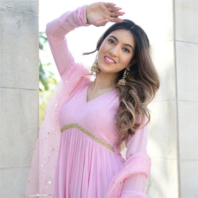 Baby Pink Georgette Long Dress