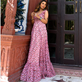 Peach and Pink Floral Dress