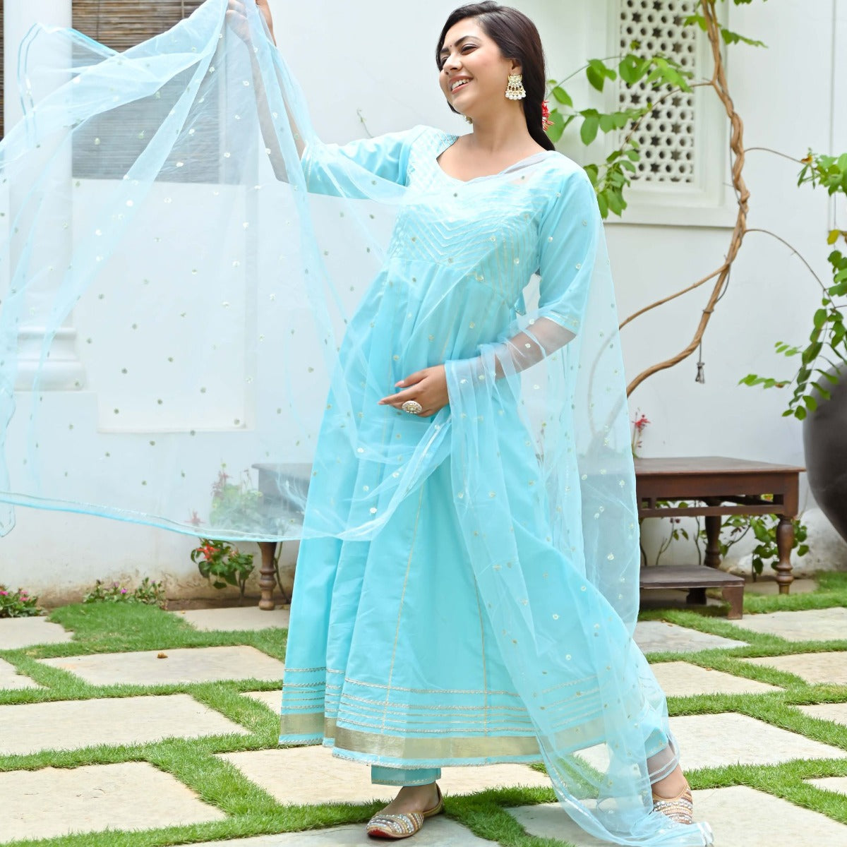 Sky Blue Anarkali Set