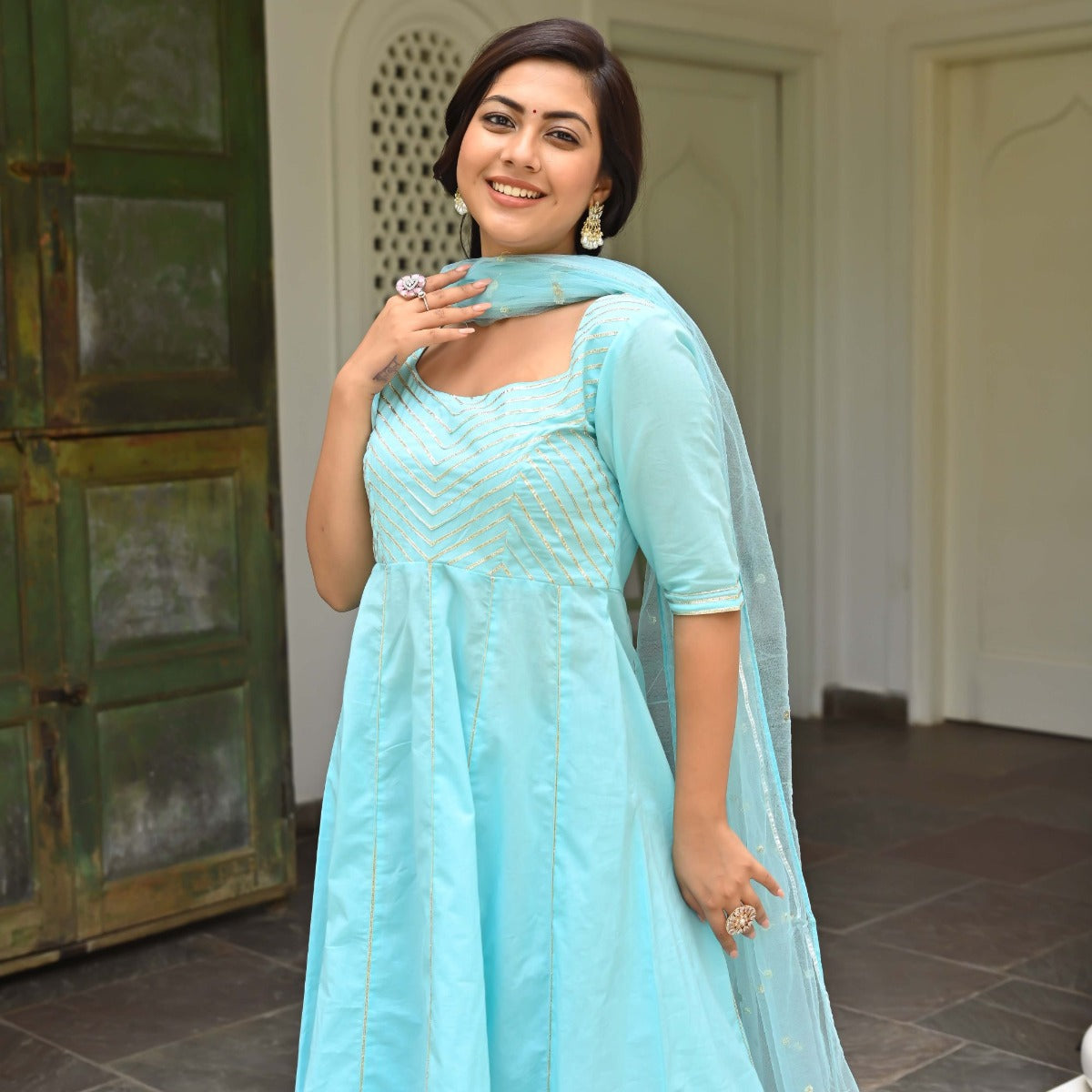 Sky Blue Anarkali Set