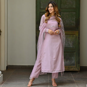 Lilac Silk Kurta Set