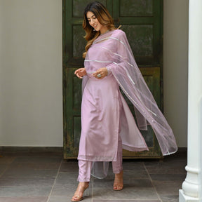 Lilac Silk Kurta Set