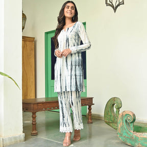 Black and White Shibori Kurta Set