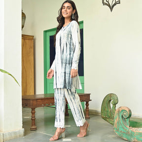 Black and White Shibori Kurta Set