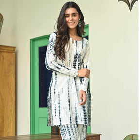 Black and White Shibori Kurta Set