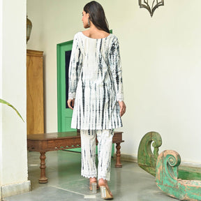 Black and White Shibori Kurta Set