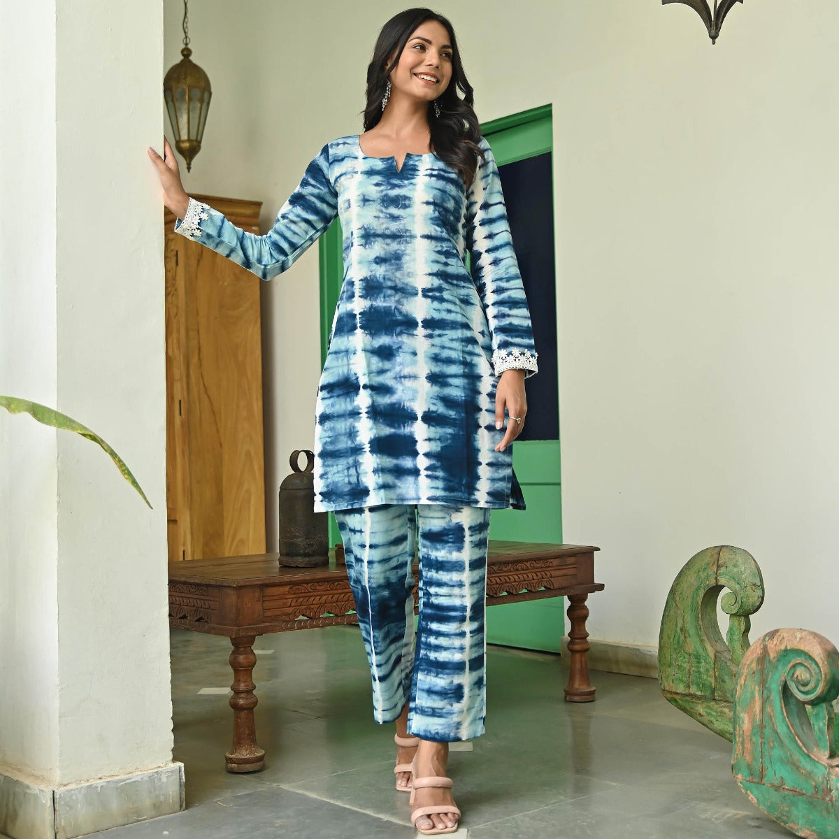 Blue Shibori Kurta Set