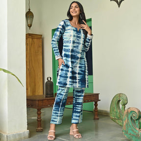 Blue Shibori Kurta Set