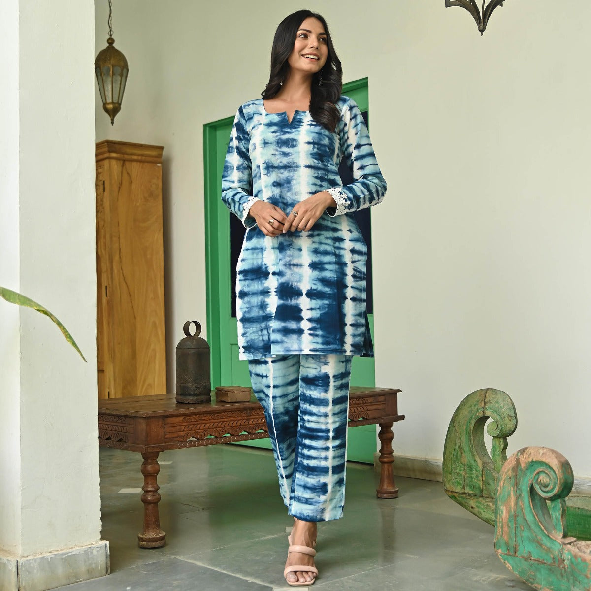 Blue Shibori Kurta Set