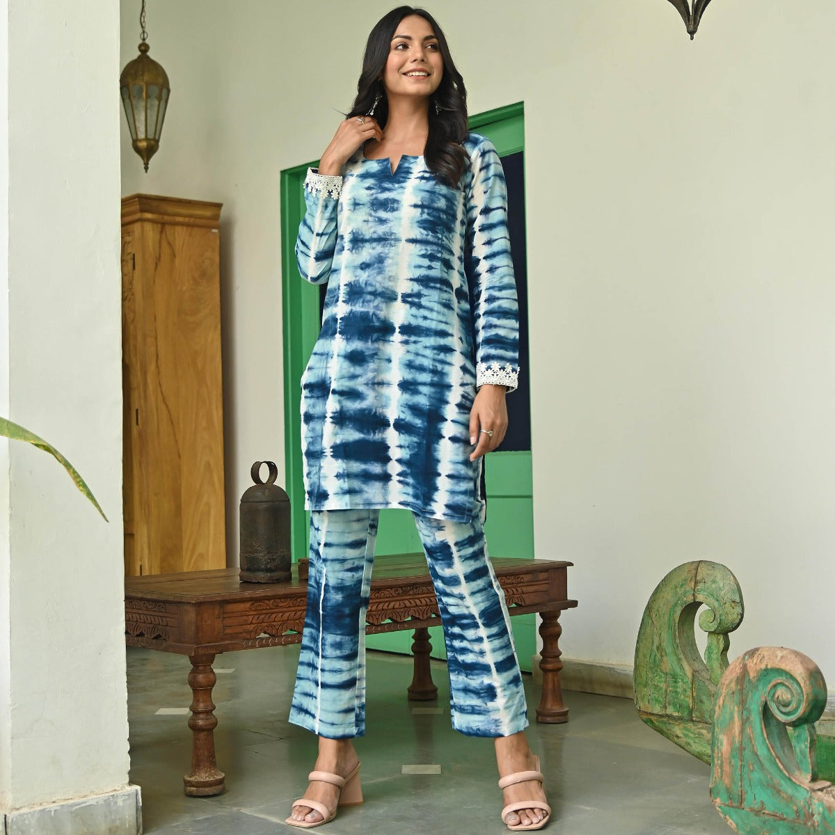 Blue Shibori Kurta Set