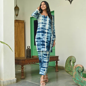 Blue Shibori Kurta Set