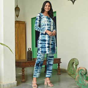 Blue Shibori Kurta Set