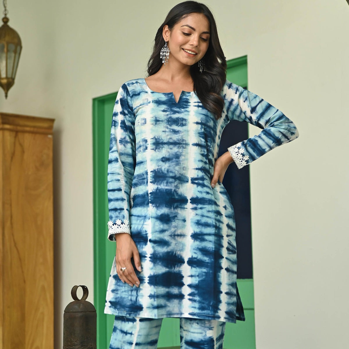 Blue Shibori Kurta Set