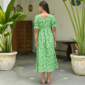 Green Printed Cotton Dress