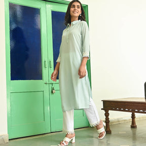 Light Blue Straight Kurta with Pants