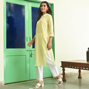 Lemon Yellow Straight Kurta with Pants