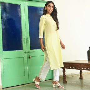 Lemon Yellow Straight Kurta with Pants