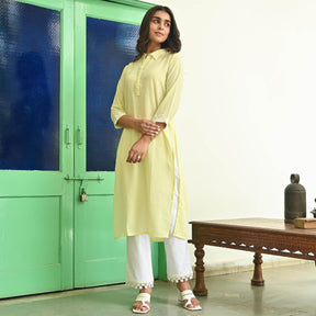 Lemon Yellow Straight Kurta with Pants