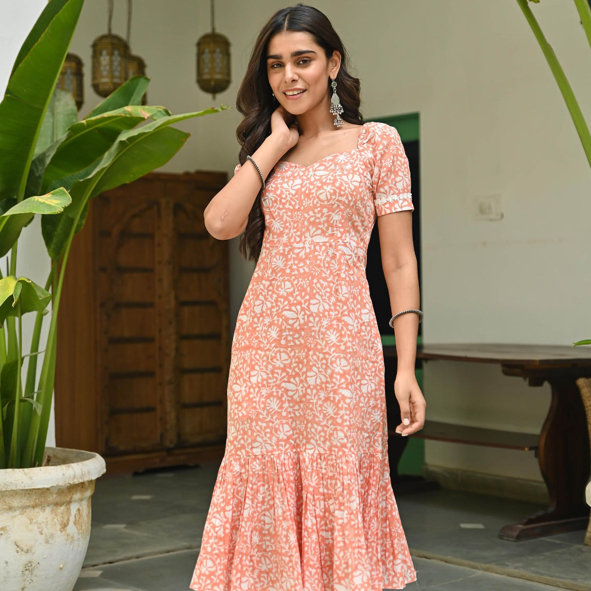 Orange Printed Dress