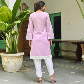 Purple Cotton Kurta With Dhoti Pants