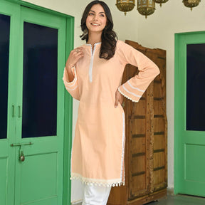 Pink Cotton Kurta Set