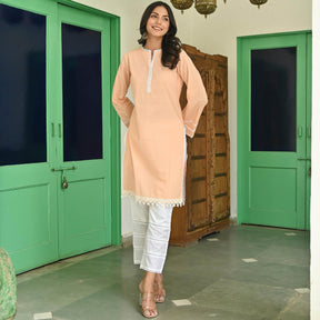 Pink Cotton Kurta Set