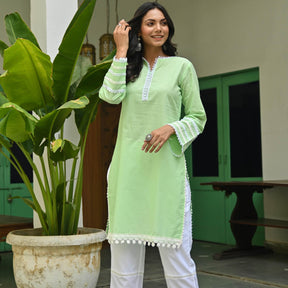 Green Cotton Kurta Set