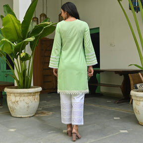 Green Cotton Kurta Set