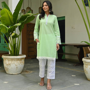 Green Cotton Kurta Set