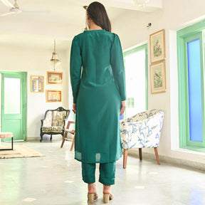 Green Silk Straight Kurta Set