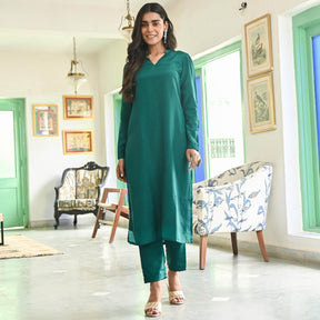 Green Silk Straight Kurta Set