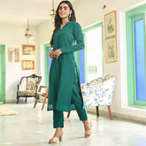 Green Silk Straight Kurta Set