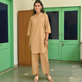 Brown Cotton Kurta Set