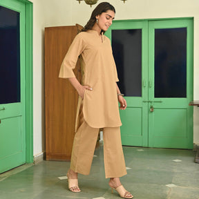 Brown Cotton Kurta Set