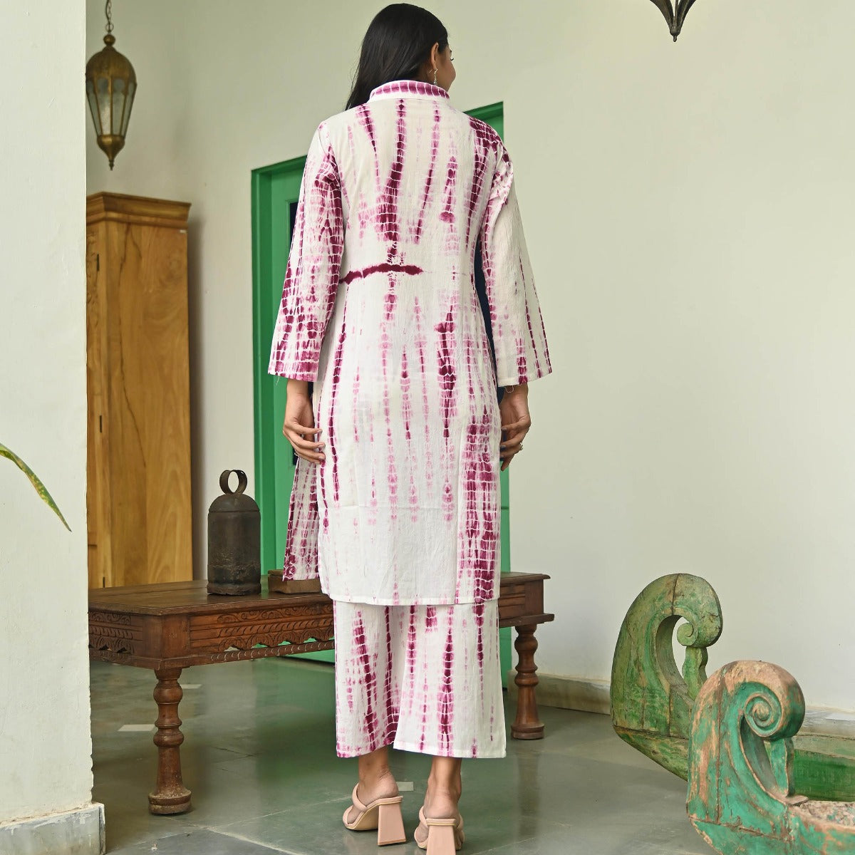 Pink Shibori Kurta Set