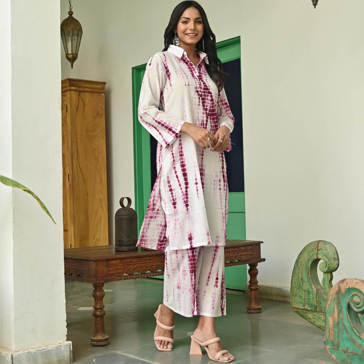 Pink Shibori Kurta Set