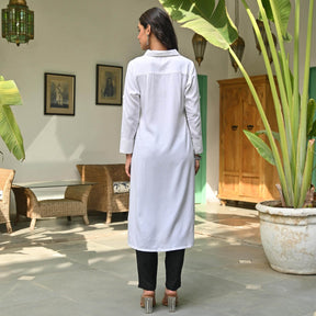 White Rayon Kurta and Pant Set