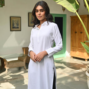 White Rayon Kurta and Pant Set